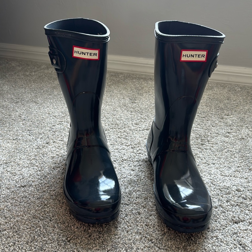 Hunter Originally Short Gloss Boots Size 8